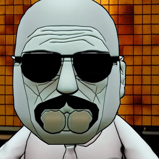 Prompt: walter white as an animatronic from the video game five nights at freddys