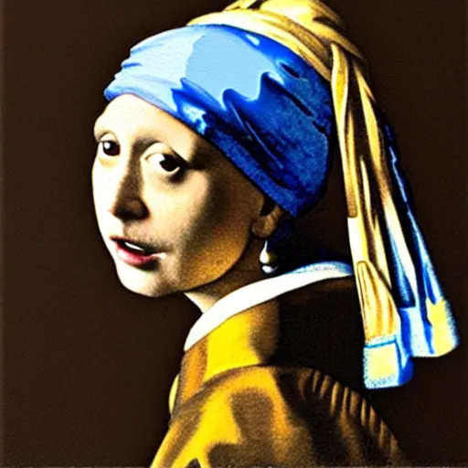 Image similar to Danny Devito with a pearl earring by Johannes Vermeer