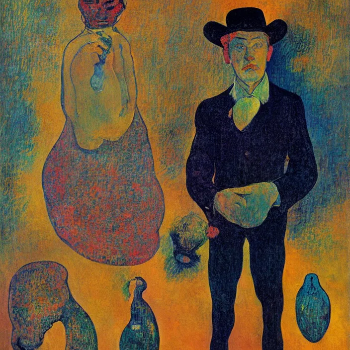 Image similar to portrait of the coral collector. henri de toulouse - lautrec, rufino tamayo, rene magritte, agnes pelton