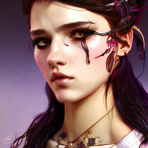 Prompt: highly detailed portrait of a punk young lady by by Artgerm,Greg Rutkowski,Alphonse Mucha, 4k resolution