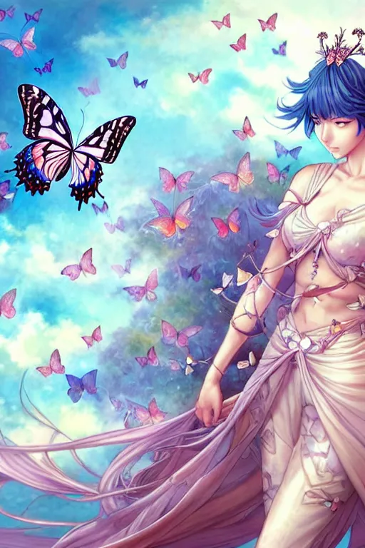 Anime Girl & Butterflies Aesthetic Wallpaper - Anime Girl Wallpaper