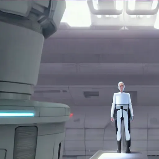 Prompt: Count Dooku standing on ledge observing droid factory star wars