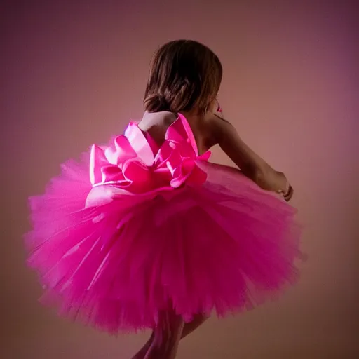 Prompt: dinosaur in a pink tutu, studio lighting, highly detailed, striking, inspiring