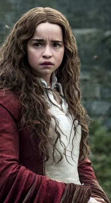 Image similar to Still of Emilia Clark starring as Hermione Granger in the new Harry Potter reboot