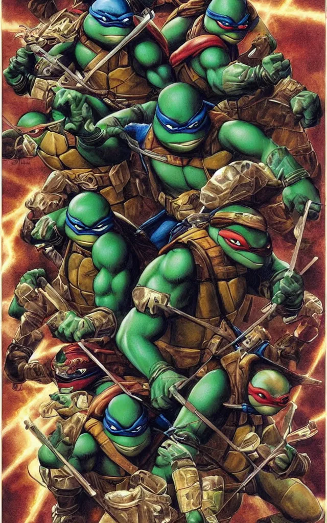 Image similar to teenage mutant ninja turtle design by drew struzan