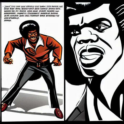 Image similar to James Brown comic book style,