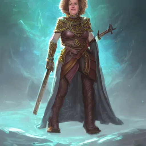 Image similar to sigourney weaver as a d & d dwarven cleric, fantasy art, digital art, character portrait, by wlop