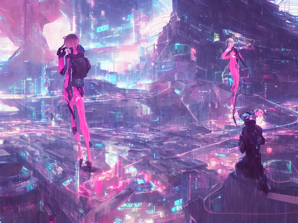 Image similar to full portrait anime visual of futuristic female cyber airforce, on neon light tokyo rainy rooftop, ssci - fi and fantasy, intricate and very beautiful, human structure, concept art, kyoto studio, sharp focus, anime fantasy illustration by rossdraws and magali villeneuve and liya nikorov and luxearte, frostine engine