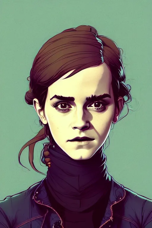 Prompt: a study of detailed cell shaded protrait of Emma Watson, llustration, post grunge, concept art by josan gonzales and wlop, by james jean, Victo ngai, David Rubín, Mike Mignola, Laurie Greasley, highly detailed, sharp focus, alien, Trending on Artstation, HQ, deviantart, art by artgem