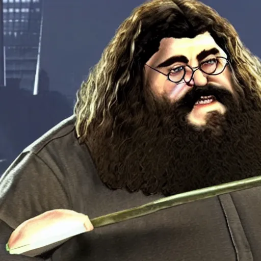 Image similar to harry potter ps 2 hagrid in grand theft auto