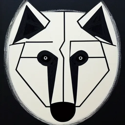 Image similar to a wolf portrait with only circuit line and dot component, Minimalism, Cubism