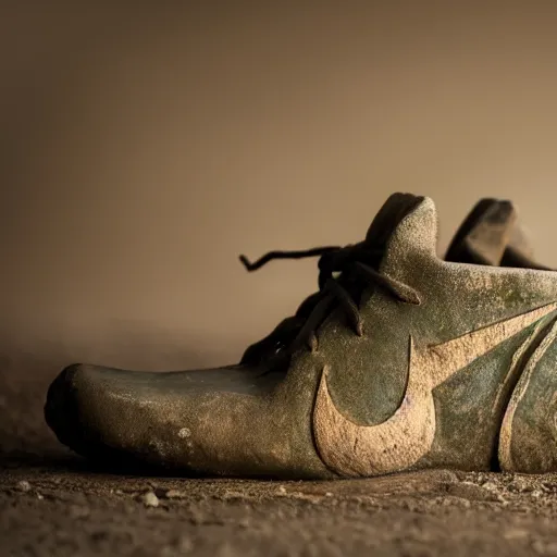 Prompt: a photo of a ancient pagan nike shoes, 4 k