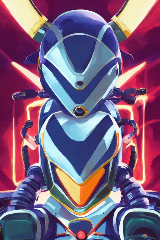 Image similar to robot ninja mask helmet megaman x zero rockman 2 0 2 2 switch game boss legacy collection fanart artsation, art gta 5 comics, behance hd by jesper ejsing, by rhads, makoto shinkai and lois van baarle, ilya kuvshinov, rossdraws global illumination ray tracing