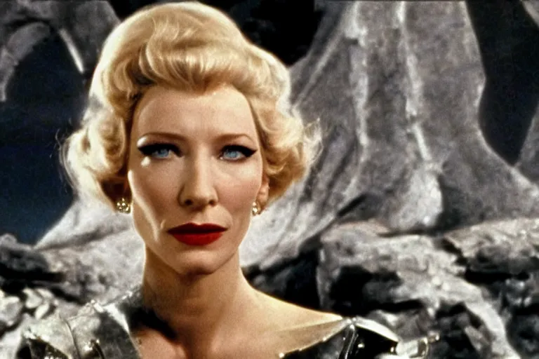 Image similar to cate blanchett in barbarella (1968), movie still