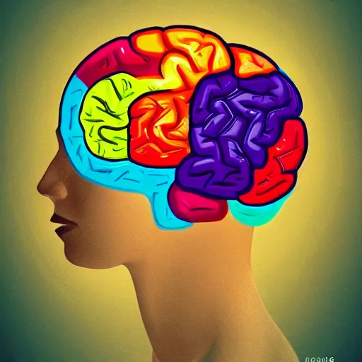 Prompt: a brain full of ideas, trendy on artstation, colorful, 4 k