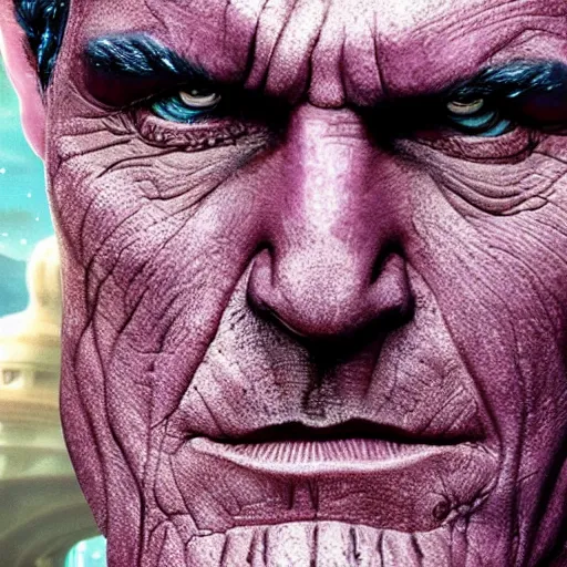 Prompt: ( pope ) thanos!!, purple skin, josh brolin, realistic, highly detailed