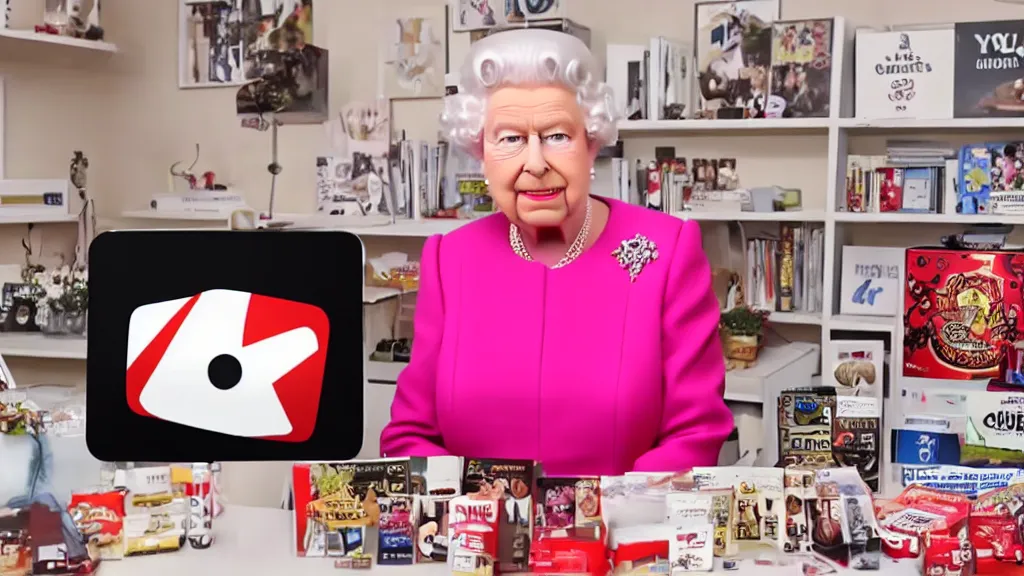 Image similar to queen elizabeth youtube unboxing video thumbnail