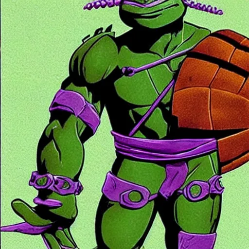 Prompt: donatello from the teenage mutant ninja turtles, 1 9 9 0 s, friendly