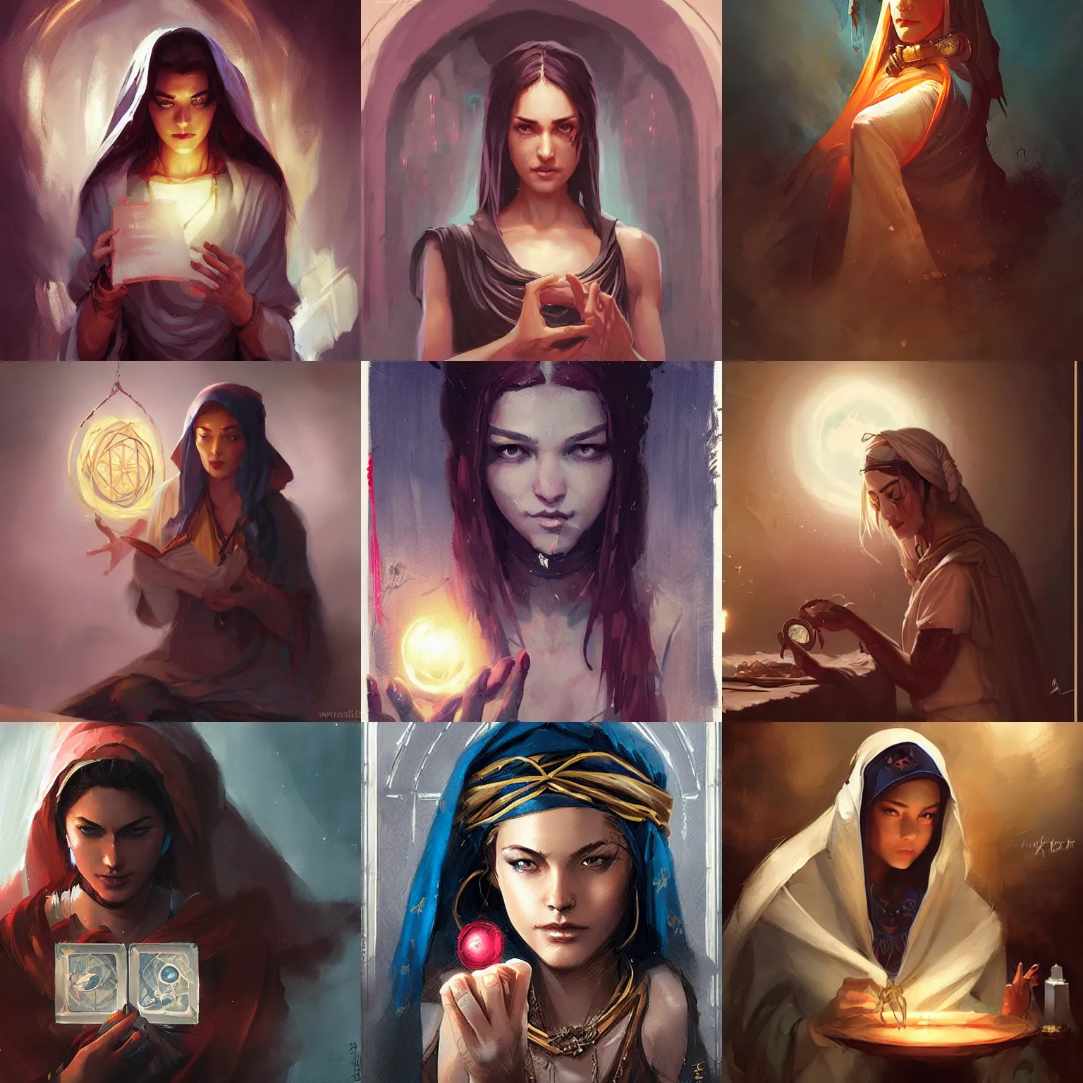 Prompt: a fortune teller, artgerm, greg rutkowski