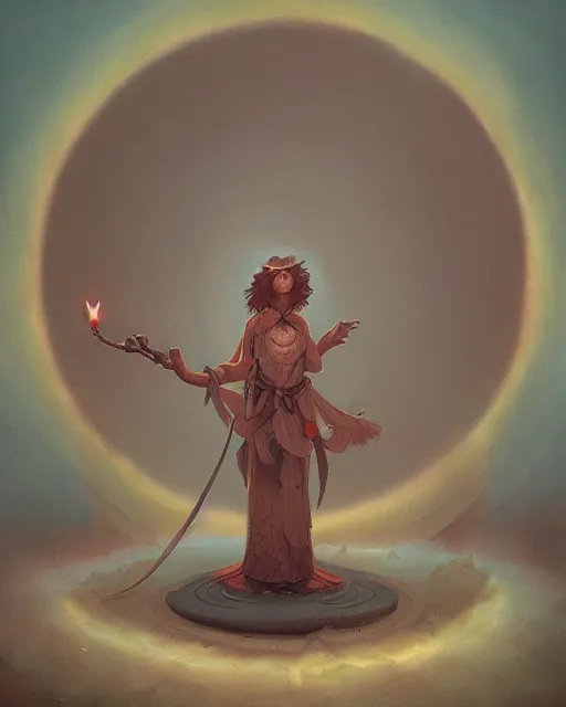 Image similar to a druid standing in a circle at the beginning of the world by peter mohrbacher and james jean