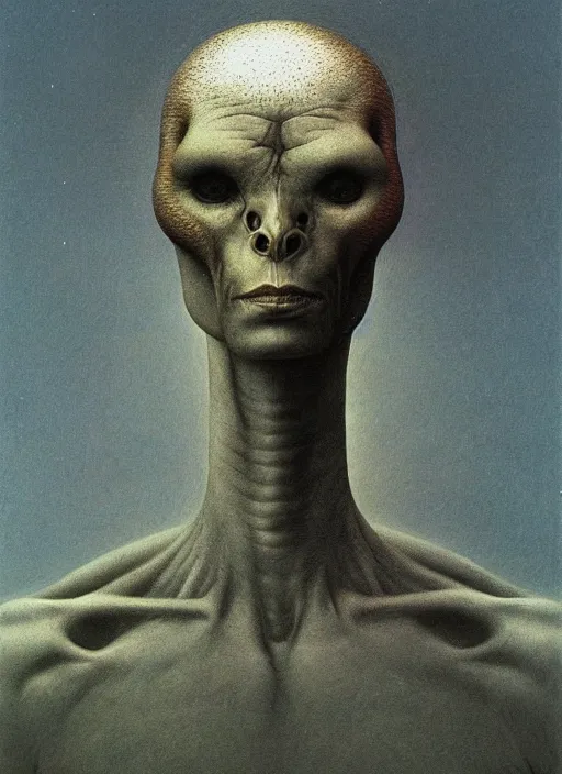 Prompt: highly detailed protrait of an alien, zdzislaw beksinski
