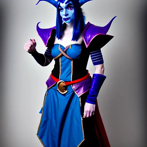 Image similar to d & d concept art matte jester from criticalrole as cosplayed by ginny di, realistic, sharp focus, 8 k high definition, insanely detailed, intricate, mysterious,