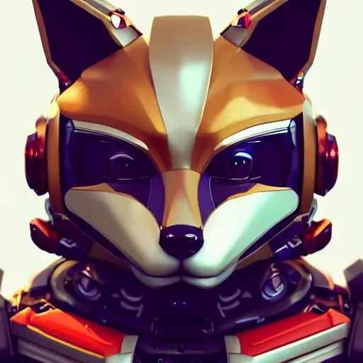 Image similar to A whimsical fox in cybernetic mecha armor, bust portrait, art by Eugenia firs ArtStation, Octane render, intricate detail, smooth, sharp focus,