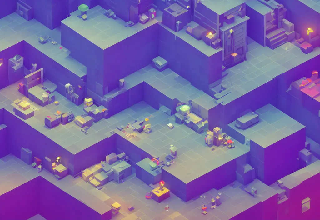 Image similar to isometric magicavoxel cinematic lighting, 4k