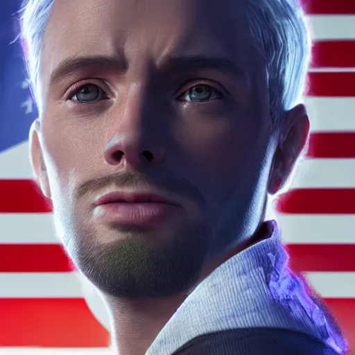 Image similar to portrait of usa human, 8 k uhd, unreal engine, octane render in the artstyle of finnian macmanus, john park and greg rutkowski