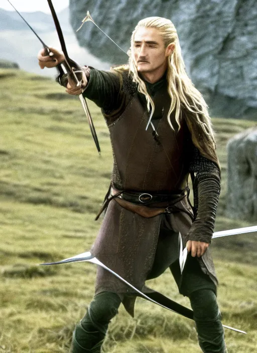 Image similar to film still of Sean Penn as Legolas in The Lord of the Rings, 4k