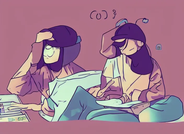 Prompt: lo - fi hip - hop girl, chill beats to relax and study to