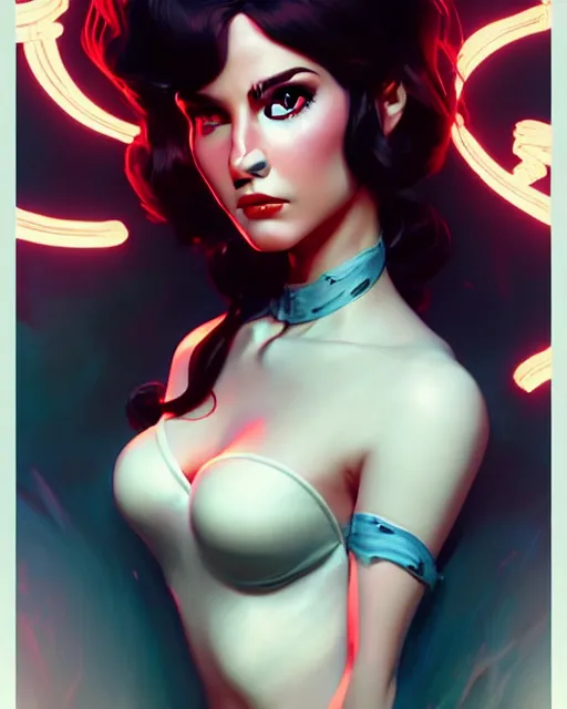 Image similar to a pin up and beautiful fashion charming dreamlke jennifer connelly, symmetrical face symmetrical eyes, character art, art by artgerm lau and wlop and and ilya kuvshinov and john singer sargent, joshua middleton comic art, frostbite 3 engine, cryengine