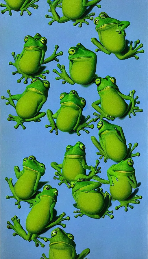 Prompt: raining frogs by René Magritte, detailed, 4k