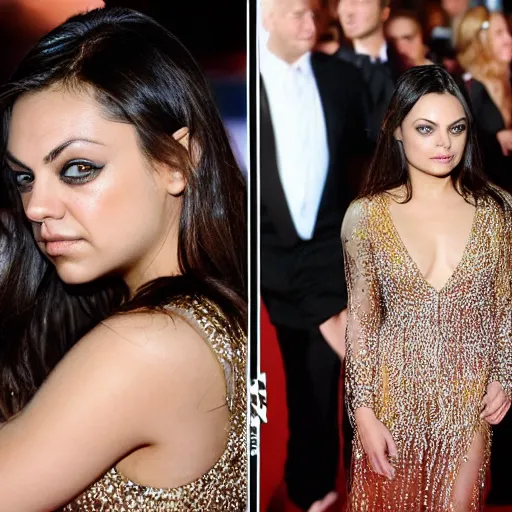 Image similar to goddess Mila Kunis wearing pool of honey, hyper realistic award winning photography