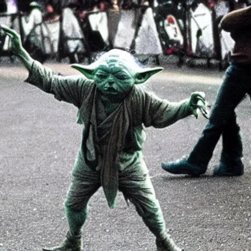 Image similar to yoda performing at woodstock