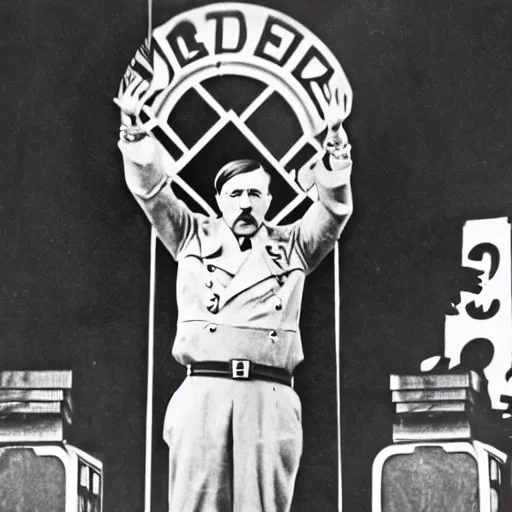 Image similar to Adolf Hitler rapping on stage