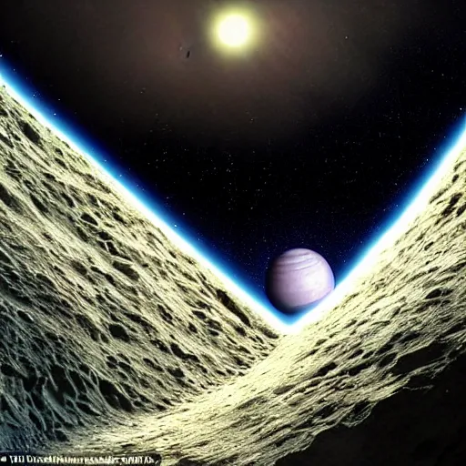 Image similar to a deep chasm forms into the crust of a planet 10 times bigger than earth, splitting it in half and causing an immense release of thermal energy