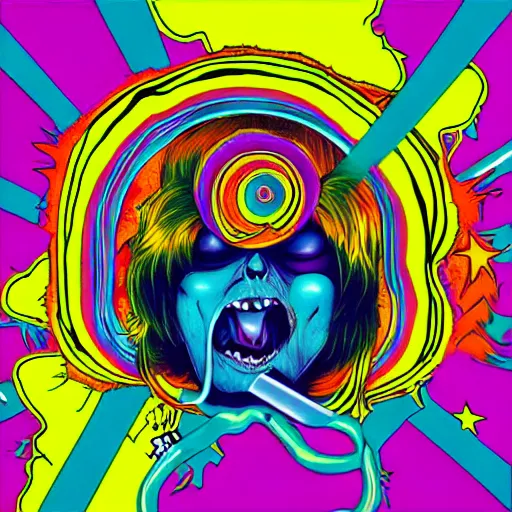 Prompt: sloshcore, album cover art, stylish, psychedelic, vibrant colors