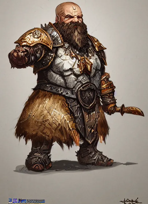 Image similar to a concept art of a angry dwarf from Disciples 2, heavy armor, intricate, detailed, award winning, fantasy, concept of Warhammer, concept art, trending on artstation, Dungeon and Dragons