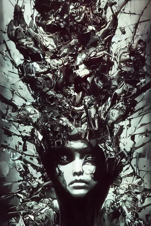 Image similar to a dream divided by zero : : hyperreal surrealism hypermaximal symbolism, paranoid critical method, glitchcore : : by artgerm, nychos, yoji shinkawa, todd mcfarlane — c 1 5