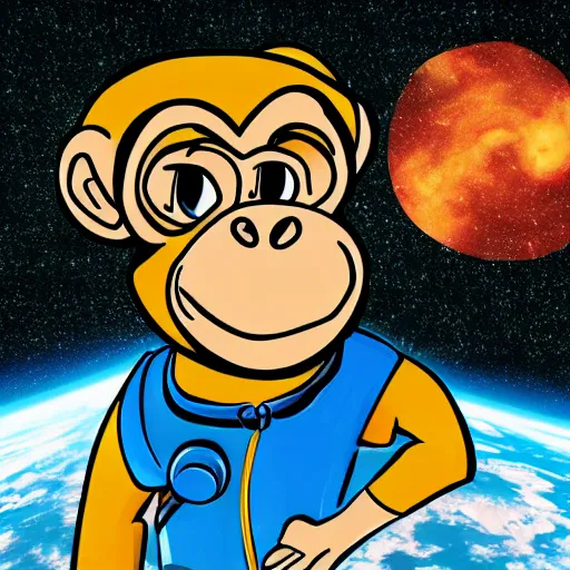 Image similar to A cartoon of a monkey in space