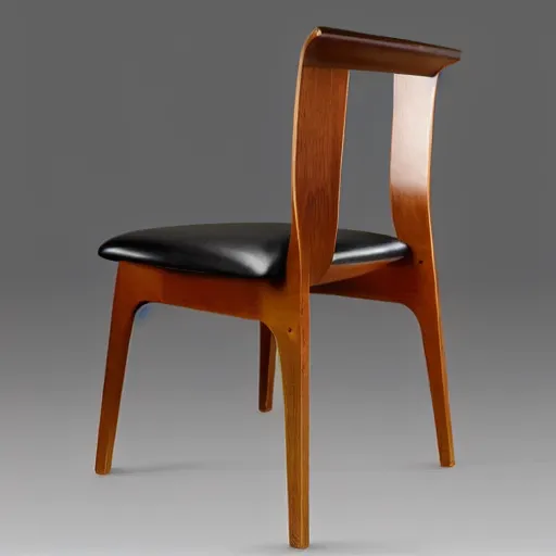 Image similar to midcentury modern wooden chair in the style of mies van der rough high end photoshoot