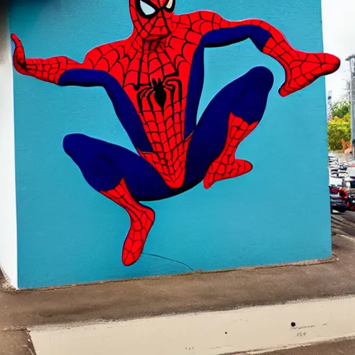 Prompt: spider man as a mural sculpture