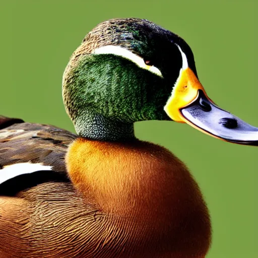 Prompt: realistic duck portrait studio photo