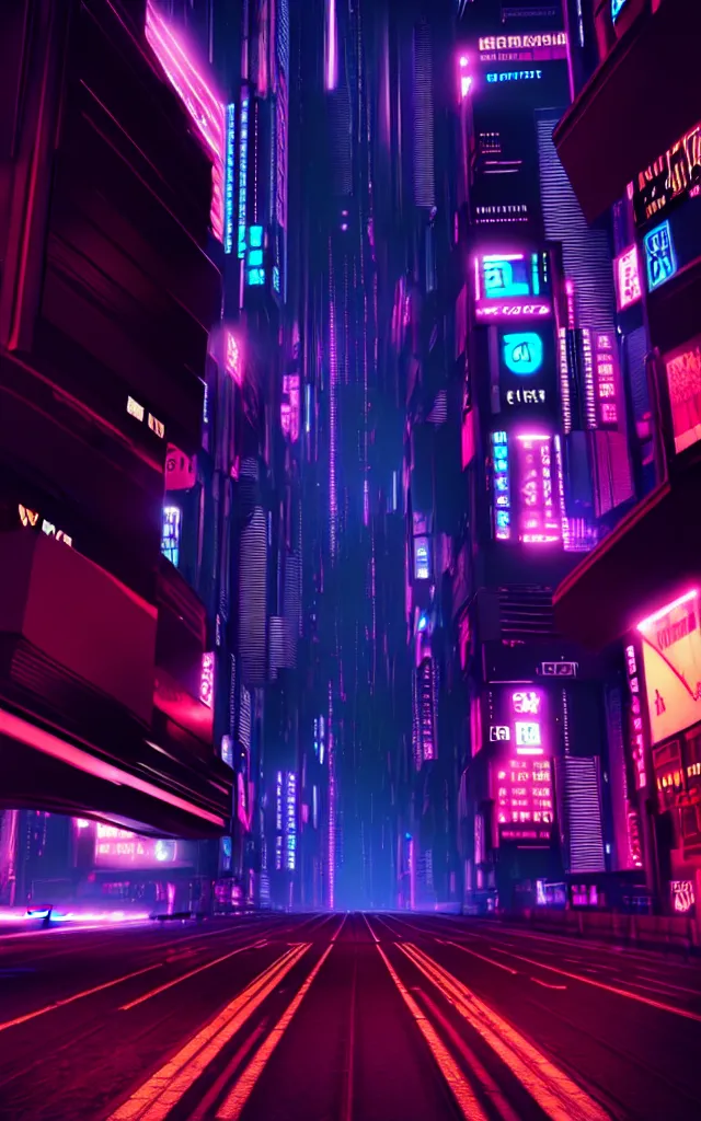 Prompt: a magnificent dark neon futuristic cyberpunk city bustling street at night | rendered in octane | 3 d render | trending on cgsociety | blender 3 d