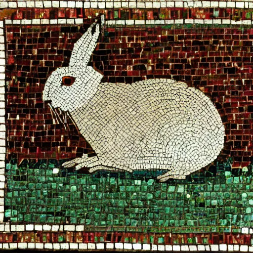 Image similar to a rabbit in the style of ancient mosaic