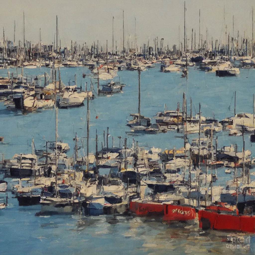 Image similar to Harbour, painting by Poumeyrol