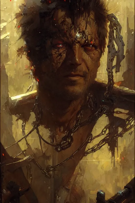 Prompt: chainsawman portrait dnd, painting by gaston bussiere, craig mullins, greg rutkowski, yoji shinkawa