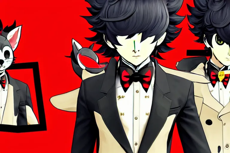 Image similar to in the persona 5 : royal ( by atlus ) video game casino level, a furry male sandcolored tan fox fursona ( has hair ), persona 5 phantom thief style