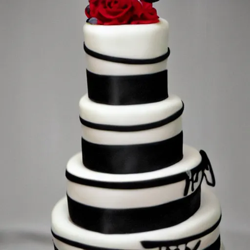 Image similar to an emo themed wedding cake